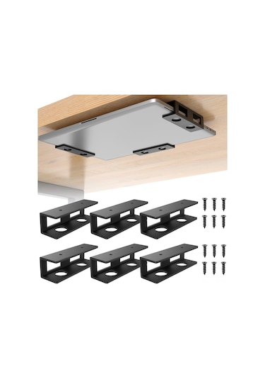 Reedark Dizayn Edilebilir 6 Parça Bilgisayar Altı Stantı - Antipatik Feltli, 30 Lbs Yük Taşıma, Kabloları Kolay Geçirir, Ofis Cihazları İçin Uygun