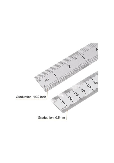 60cm 24 İnch - Çift Taraflı Paslanmaz Çelik Metal Cetvel - Kalınlık 1mm