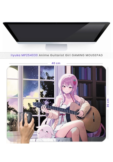 İlyuka 40x30cm Gaming Oyuncu Mousepad Anime Guitar Girl Mp254030