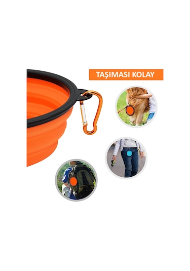 Katlanabilir Silikon Seyehat Pratik Köpek Kedi Mama Ve Su Kabı 350 ML