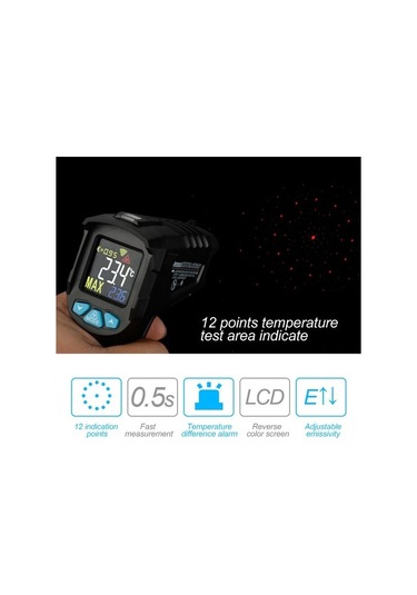 Jzcat Endüstriyel Dijital Kızılötesi Termometre - Siyah