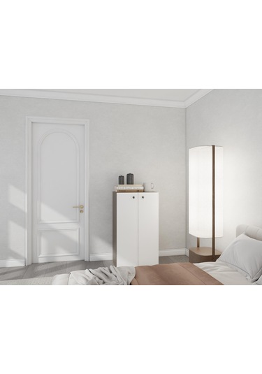 2 Kapaklı Çok Amaçlı Dolap Antrasit Meşe Antrasit - Beyaz