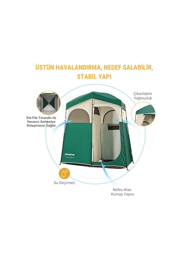 Kingcamp Marasusa Iı Double Çiftli Duş Ve Tuvalet Çadırı Green Gri - Yeşil