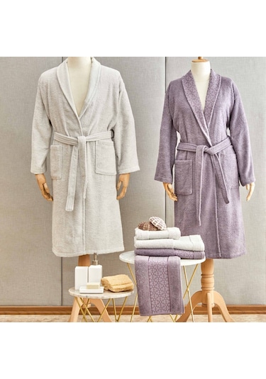 Karaca Home Casita Flos 6 Parça Gri Mürdüm Aile Banyo Seti (523670666) Gri