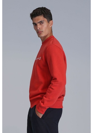 Lufian Erkek Loved Sweatshirt 112030137 Açık Kırmızı Açık Kırmızı