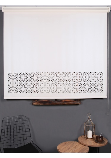 Lazer Stor Perde - Otantik Desen - Kalın Mat Model Krem