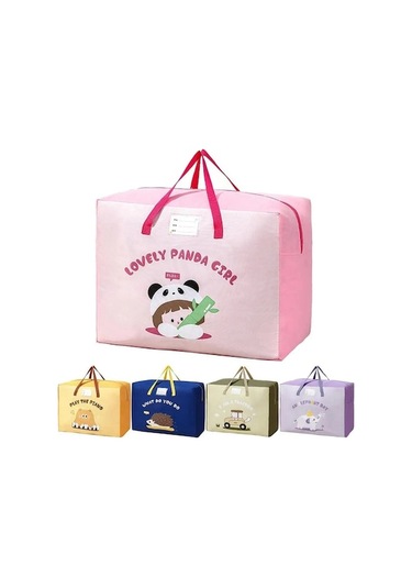 Rogfer Oxford Bez Anaokulu Yorgan Saklama Çantası Büyük Kapasiteli Giysi Battaniye Sıralama Çantası, Boyut: Orta Pembe Çok Renkli Çok Renkli