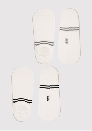 Mavi - 2'li Ekru Babet Çorabı 092593-34523 Pembe