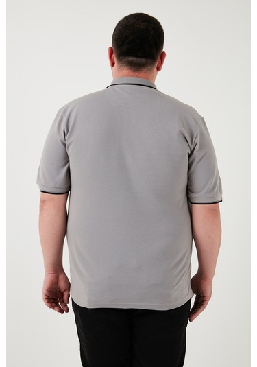 Buratti Büyük Beden Pamuklu Regular Fit Erkek Polo Yaka T Shirt 5902118B Taş