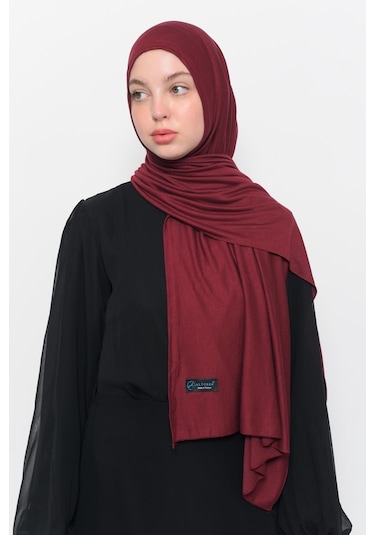 Hazır Pratik Geçmeli Lüks Düz Penye Şal Çapraz Hizalı Koyu Bordo