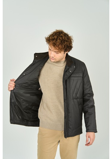 Lucas Erkek Hakim Yaka Fermuar Ve Çıtçıt Kapamalı Kaban 4784 Haki Haki