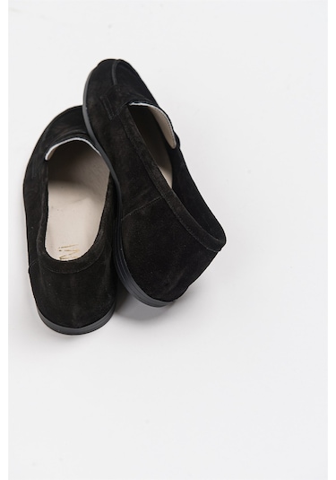 Luvishoes F02 Siyah Süet Hakiki Deri Kadın Loafer Ayakkabı Siyah