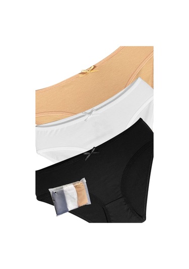 Alya Underwear Kız Çocuk Kalpli Dokuma Lastik Pamuklu Kumaş Slip Külot 5'li Paket 5 Adet Beyaz Siyah Beyaz Ten T01