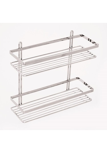 Lider Şampuanlık 2 Katlı Düz Tel Raf Krom