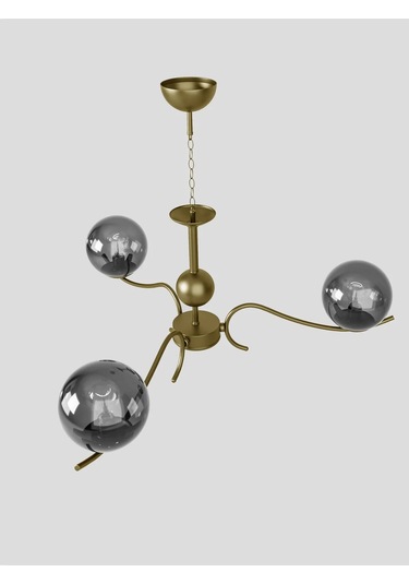 Merla 3'lü Eskitme Füme Camlı Avize Modern Salon Sarkıt Aydınla 1 Adet