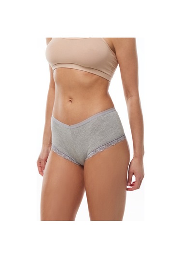 Malabadi Kadın Gri 6 Lı Paket Geniş Kenarlı Dantelli Modal Külot 1908 Gri