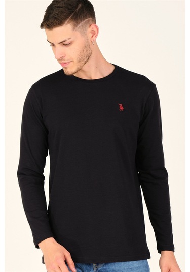 T8588 Dewberry Bisiklet Yaka Uzun Kol T-shırt-kömür Siyah Kömür Siyah