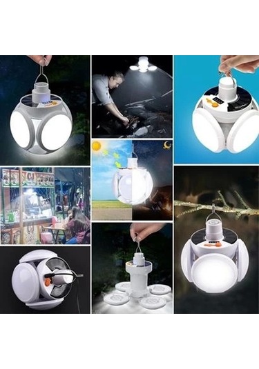 5 Led'li 3 Farklı Işık Modlu Açılıp Kapanabilir Led Kanatlı Güneş Enerjili Solar Aydınlatma Asılabilir Kamp Feneri