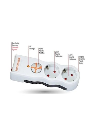 Tuncmatik Power 3-surge Protec.plug-1050 Joulwhıte 3lü 1.5 Mt. Kablolu Beyaz 1.5 M
