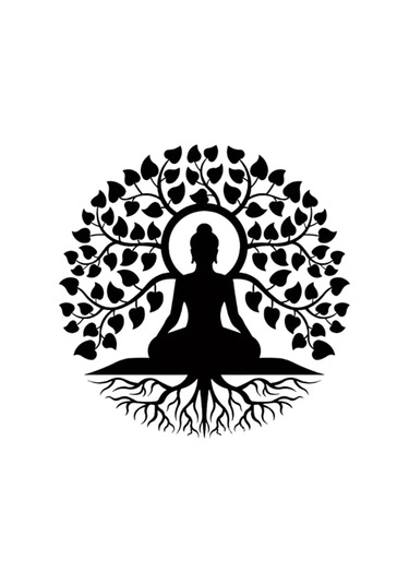 Homyl Buda Ağacı Metal Duvar Sanat Siyah Din Dekoru Zen Dekor 40-cm