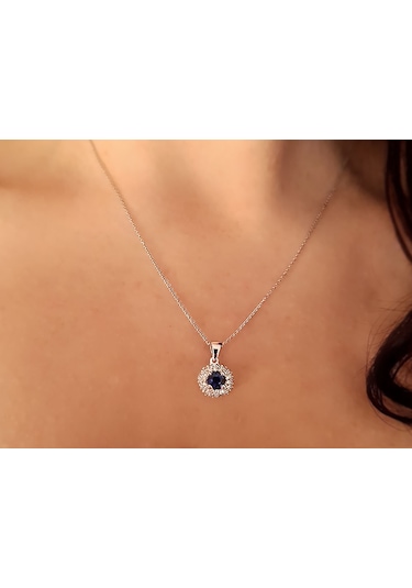 Sirius 0.30 Karat Pırlanta Ve Safir Taşlı 18K Kolye 0804P0161