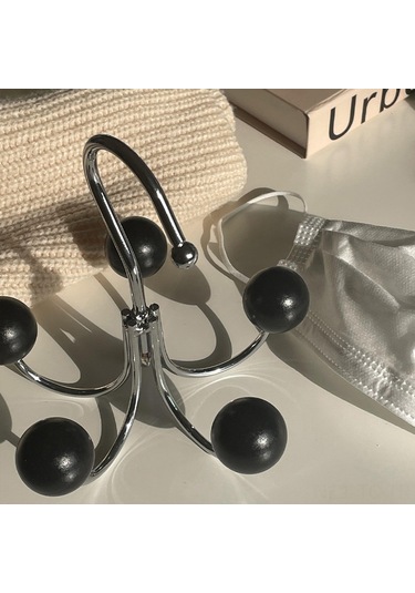 Skycity Ev İçi Çok Amaçlı Demir Döner Kanca - Delik Açmayan, İz Olmayan Gardırop/banyo/odalar İçin Kurulama Kolay 5 Kanca Siyah Diğer