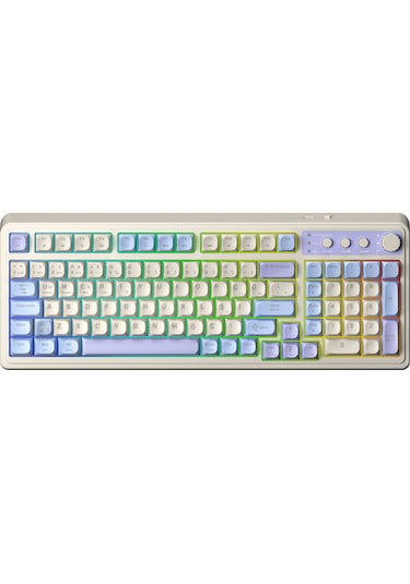 Aula S99 Retro Rgb Gaming 3 Modlu Bluetooth/2.4ghz/usb-c Kablosuz Makrolu Türkçe Q Klavye Mavi