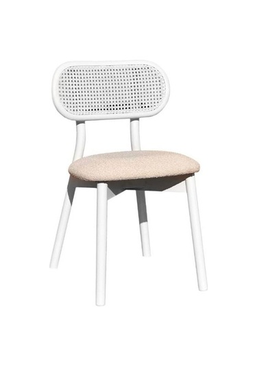 Orpheus Bambu Hasırlı Ahşap Sandalye Beyaz - Krem