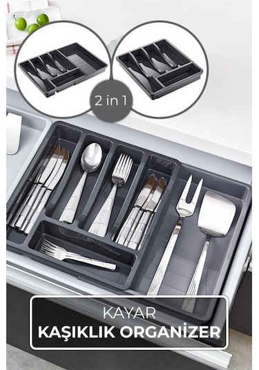 Flora Kayar Kaşıklık, Açılır Kapanır Ayarlanabilir Bıçak Kaşık Çatal Çekmece İçi Düzenleyici