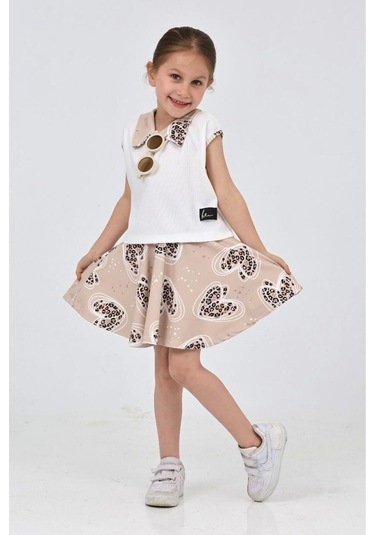 Kız Çocuk Etekli Takım Bej