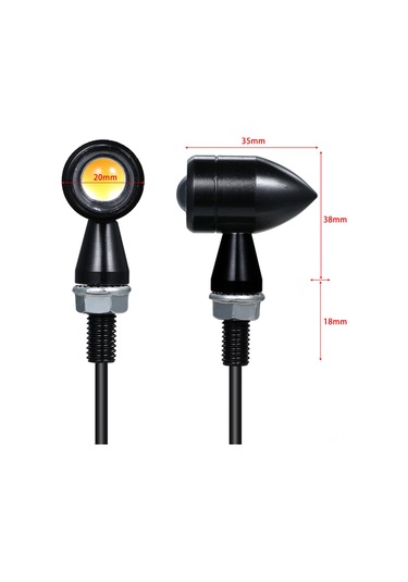 Honmex Klasik Kafe Racer Motosikletleri İçin Led Metal Mini Flaşör, Mermi Tipi, Aluminyum Alaşımlı, Siyah