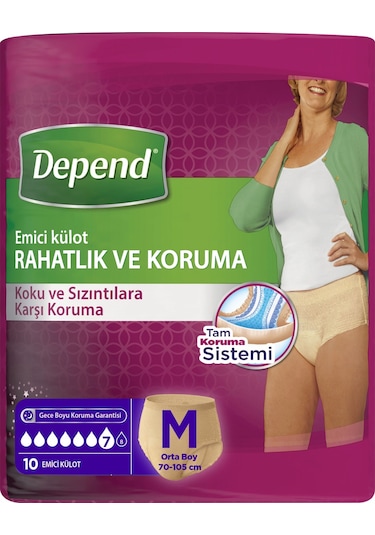 Depend Emici Külot Kadın Hasta Bezi Orta Boy 10'Lu