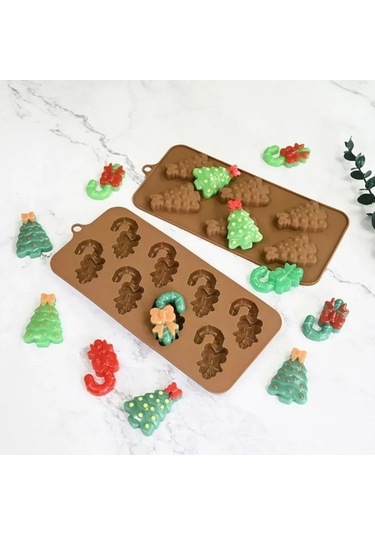 Besthome1 Noel Gibi Silikon Pasta Kalıbı - Yiyecek Grubu, Fırına Uygun, Esnek Çıkarım, Çikolata/pasta Dekorasyonu İçin Renkli Kahverengi