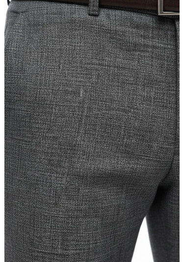 Erkek Regular Fit Hasır Kumaş Pantolon Likra Kumaş Bgl-st05039 Füme