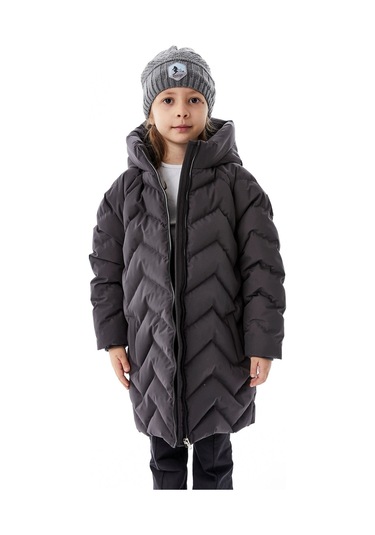 Benitto Kids Kız Çocuk Kapüşonlu Kışlık Şişme Mont 51353 Gri