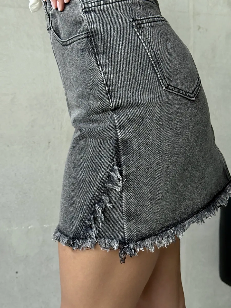 Diz Boyu Denim Etek 372949786 Siyah