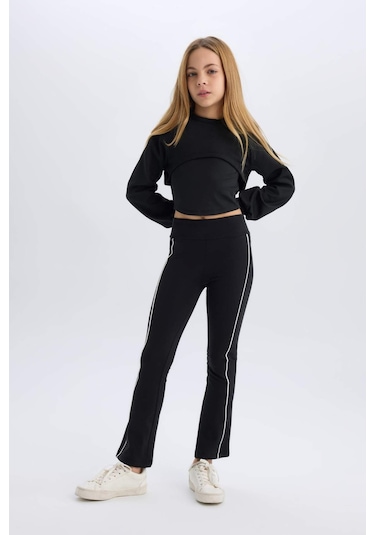 DeFacto Kız Çocuk Esnek Belli Biyeli Uzun Tayt D9821A825SPBK81 Siyah