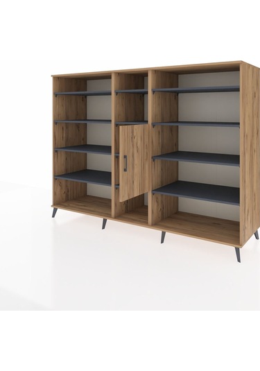 Kronos Dolap 12 Raflı Tek Kapaklı 220x59x163 Çam-çam/antrasit Çam-çam/antrasit