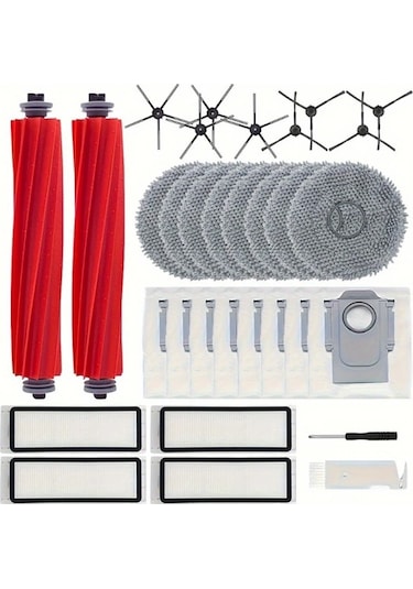 Xuweiwei Roborock 32 Adet Q Revo P10 Robot Süpürge Aksesuar Seti 2 Ana Fırça 4 Hepa Filtre 8 Yan Fırça 8 Mop Ped 8 Emme Torbası