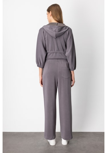 On Kadın Pile Detaylı Bol Paça Eşofman Altı 64703 Antrasit Antrasit