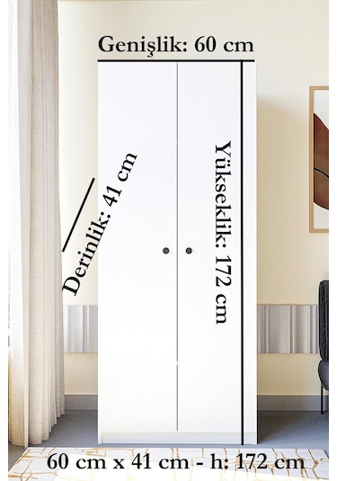Frezya 2 Kapaklı Elbise Dolabı-2 Kapılı Gardırop
