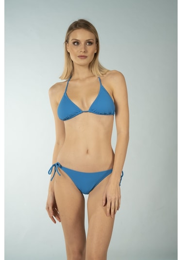 Estiva Üçgen İpli Bikini Takımı - Mavi Çok Renkli