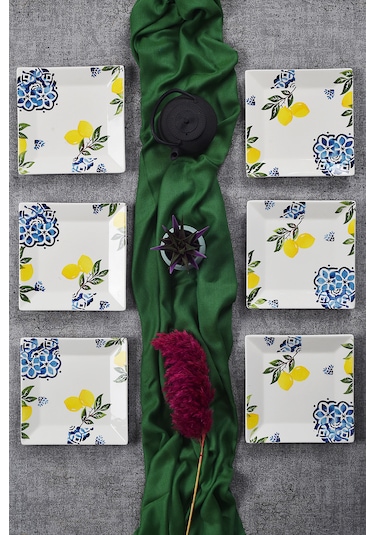 Piatti Naturali 6'lı Limon Pasta Tabak Seti Tatlı Sunum Seti Servis 20cm