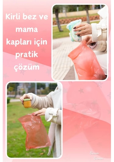 Bamm Bamm Çanta Boy Kirli Bebek Bezi Çöp Poşeti ve Taşıma Çantası (Kırmızı)