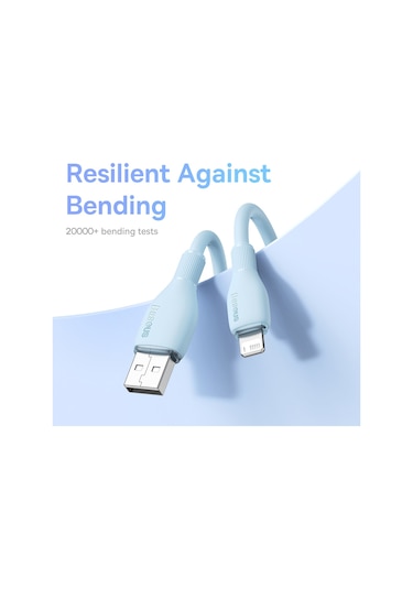 Baseus Puding Serisi 2.4a Usb - 8 Pin Hızlı Şarj Veri Kablosu, Uzunluk: 1.2m Mavi