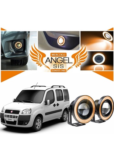 Fiat Doblo D1 Uyumlu, Universal Mercekli Led Sis Farı, 76mm Turuncu Renk
