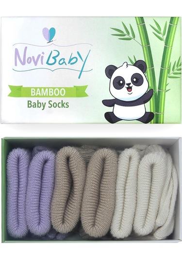 Novibaby 3'lü Bambu Yenidoğan Bebek Çorabı I Goldies I 0-6 ay "Karışık Renkli"