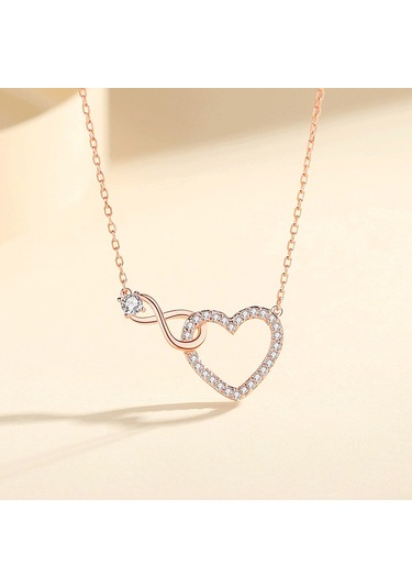 Uıowoo Zarif Kalp Kolye - İnce Zincir Klavye Kolye - Kadınlar İçin Şık Kolyesi - Özel Günler Ve Hediye İçin Altın - Rose Gold