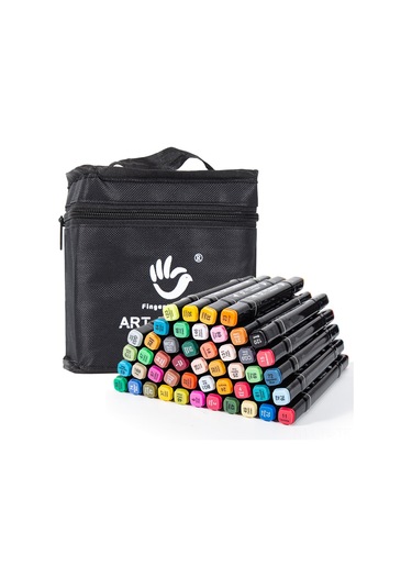 Lemestar Renkli Sanat Dünyası: 48, 80 Veya 168 Renk Seçenekli Çift Uçlu Alkollü Kalem Seti, Taşıma Çantası Ve Stand Dahil