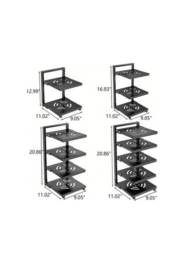 Honeybeeshop Tokalı Ayarlanabilir Karbon Çelik Depolama Rafı 3+4 Katmanlı Mutfak Gereçleri Organizasyonu 1100 Koyu Ceviz